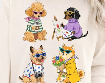 PNG para amantes de los perros, diseño de camiseta de perro estilo preppy, gráfico de mamá perruna, diseño de camiseta de perro lindo, PNG para amantes de las mascotas, gráfico de perro divertido, diseño de camiseta para dueños de mascotas