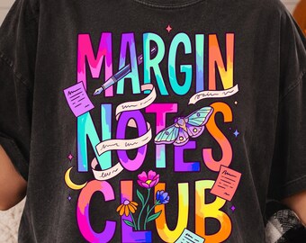 Margin Notes Club PNG, Diseño de camiseta para amantes de los libros, Gráfico para amantes de los libros, Diseño de camiseta para lectores, Gráfico de camiseta para ratones de biblioteca, Garabato literario PNG
