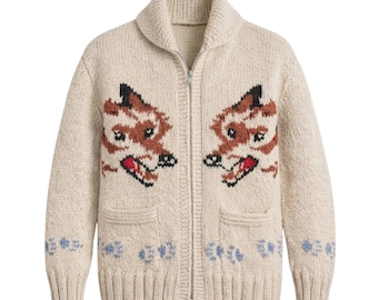 Cárdigan con cremallera Wolf Nordic / Chaqueta gótica de invierno estilo Y2K