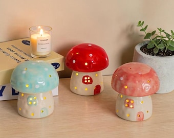 Ceramic Mushroom Night Light | LED Bedside Lamp | Kids Room Decor | Memorable Gift