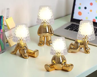 Lámpara de mesa con minifiguras / Luz nocturna LED / Lámpara de mesita de noche / Decoración para habitación infantil / Regalo para ella y para él