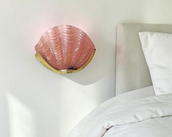 Kinkiet ścienny z mosiężną muszlą, francuska lampa ścienna w stylu retro, luksusowe oświetlenie vintage do sypialni
