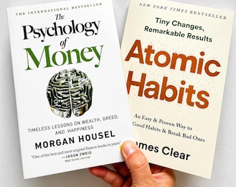 2 Books The Psychology of Money + Atomic Habits Book | Timeless Lessons on Wealth & Happiness | Habit Building Guide