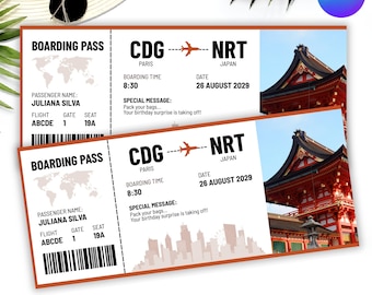 Editable Boarding Pass Template, Travel Ticket Canva Template, Printable Airline Ticket Invitation, DIY text, Instant download