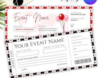 Editable Event Ticket Template, Canva Ticket Design, Custom Party Ticket Invitation, Concert Event Pass, DIY text, Instant download
