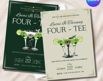 Golf Birthday Invitation Template, Editable Golf Party Invitation, Hole in One Invite, Golf Tournament, DIY text, Instant download