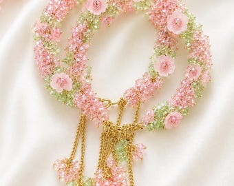 Conjunto de pulseras Gajra florales en tonos pastel hechas a mano – Joyería nupcial para bodas y Mehndi NUEVO