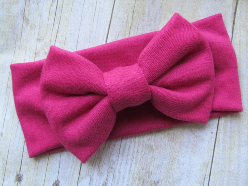 Bow Headband Turban Newborn photo prop Baby Headwrap Baby Shower Gift Baby Bow Headband Raspberry Pink
