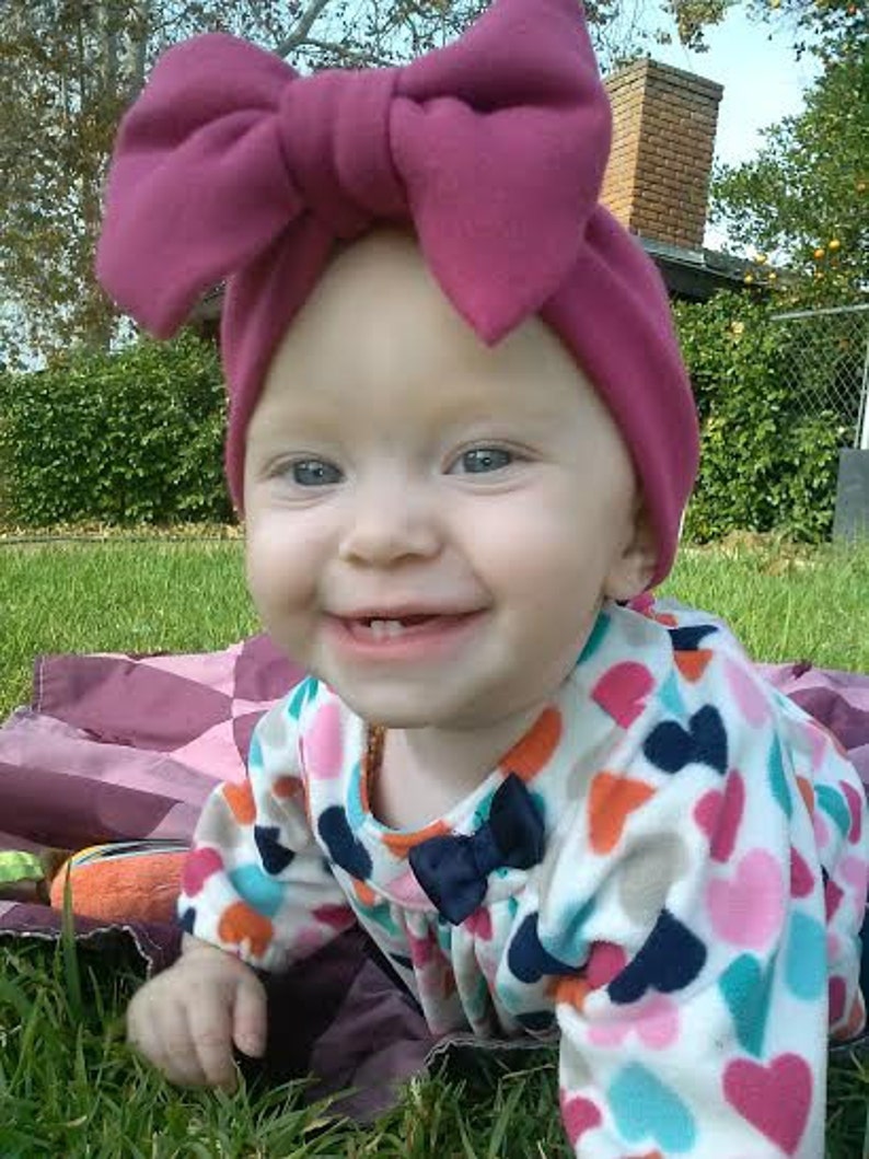 Bow Headband Turban Newborn photo prop Baby Headwrap Baby Shower Gift Baby Bow Headband Raspberry Pink