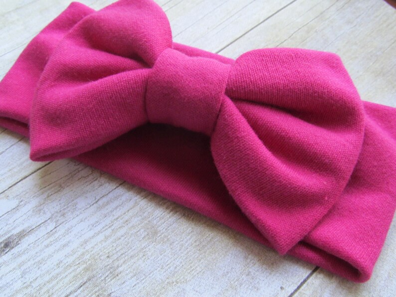 Bow Headband Turban Newborn photo prop Baby Headwrap Baby Shower Gift Baby Bow Headband Raspberry Pink