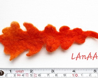 SALE - Oak leaf - felted brooch - scarf pin - vest brooch fastener, handmade felt, seasonal decoration, Autumn orange, yellow, pure wool