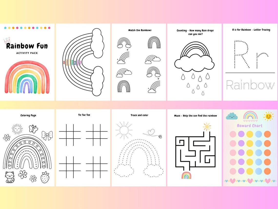 Childrens Rainbow Activity Pack - Etsy