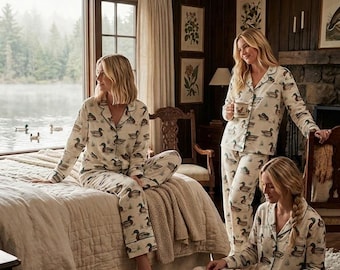 Conjunto de pijama con estampado de pato ánade real para mujer – Ropa de dormir con estampado animal – Regalo ideal para amantes de la caza – Ropa cómoda para estar en casa