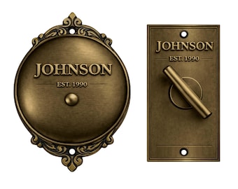 Custom Handmade Solid Brass Twist Bell, Hand Engraved Bespoke Entrance Bell, Personalized Luxury House Bell with Name or Logo