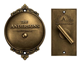 Custom Handmade Solid Brass Twist Bell, Hand Engraved Bespoke Entrance Bell, Personalized Luxury House Bell with Name or Logo