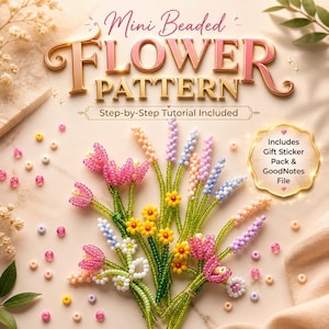 The Spring Mini Bouquet (PDF Download) – French Beaded Flower Pattern Bundle + Step-by-Step Tutorials