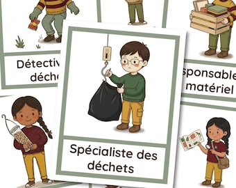 Responsabilidades « verdes » para la clase: medio ambiente y durabilidad / ilustraciones incluidas (personalizables en Canva)