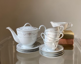 Vintage Noritake Fairmont Fine China Tea Set Made in Japan C1960-1986s Pattern Fairmont 6102 Platinum Trim