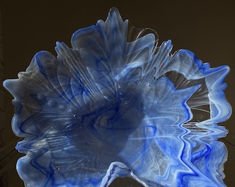 Vintage Large Labelled Silvestri Murano Art Glass Centrepiece 40cm Blue Opaline Original Label Italy