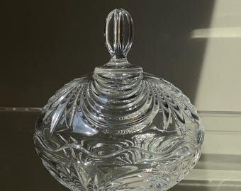 Vintage Heavy Crystal Candy Dish / covered bonbon, European Crystal, c1970s–1990s.