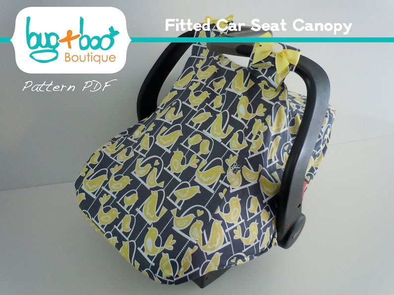 Fitted Car Seat Canopy PDF Pattern/Tutorial with optional viewing window and bow tying instructions image 1