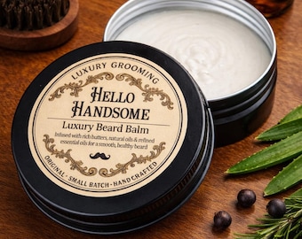 Hello Handsome Luxury Beard Balm – Natural Conditioning, Softening, Styling – Small Batch Handcrafted Grooming