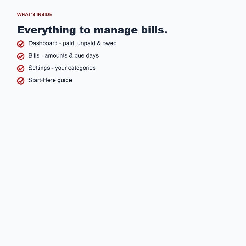Bill Payment Tracker, Monthly Bills Organizer, Due Date Planner (Google Sheets, Excel) image 5