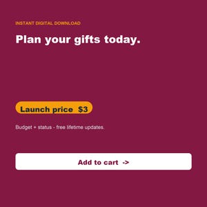 Gift Planner Spreadsheet, Budget Tracker, Holiday Organizer (Google Sheets Excel) image 9
