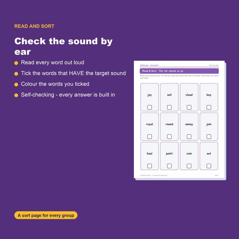 Diphthongs Phonics Worksheets, Oi Oy Ou Ow Au Aw Sounds, Science of Reading Printable image 7
