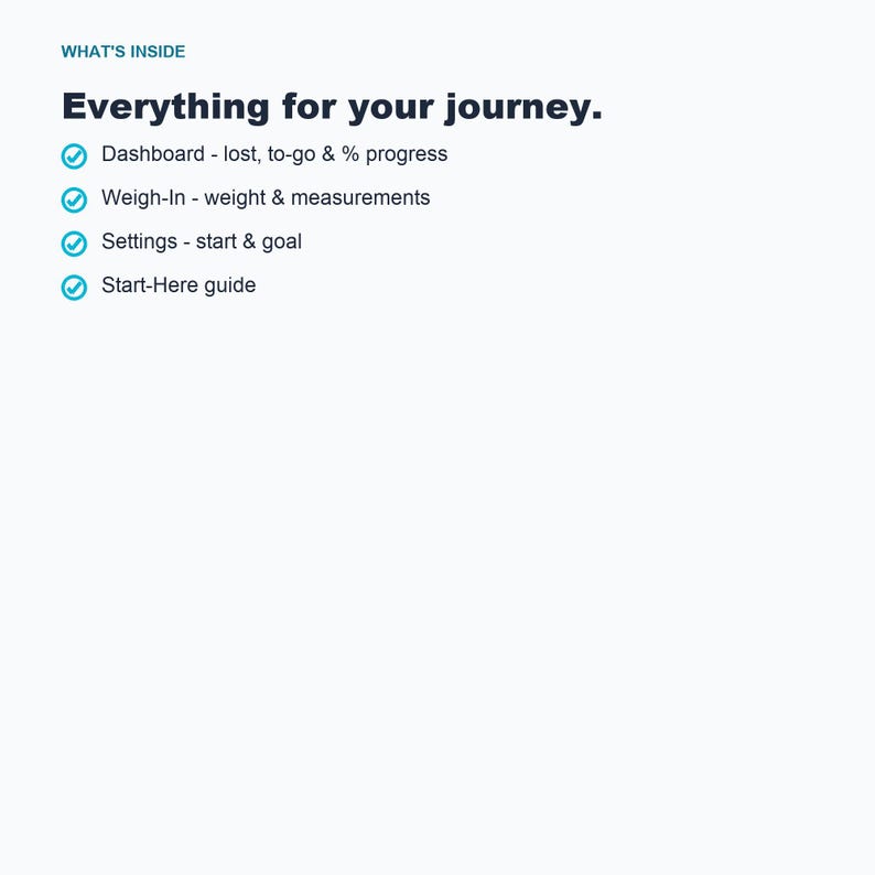 Weight Loss Tracker Spreadsheet, Progress Chart (Google Sheets, Excel) image 5