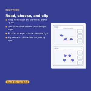 Montessori Clip Cards, 40 Count, Letter, Shape, Number Task Cards (Digital Download) image 3