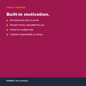 Hoja de cálculo para la organización de tareas infantiles, sistema de puntos y recompensas (Google Sheets y Excel) imagen 3