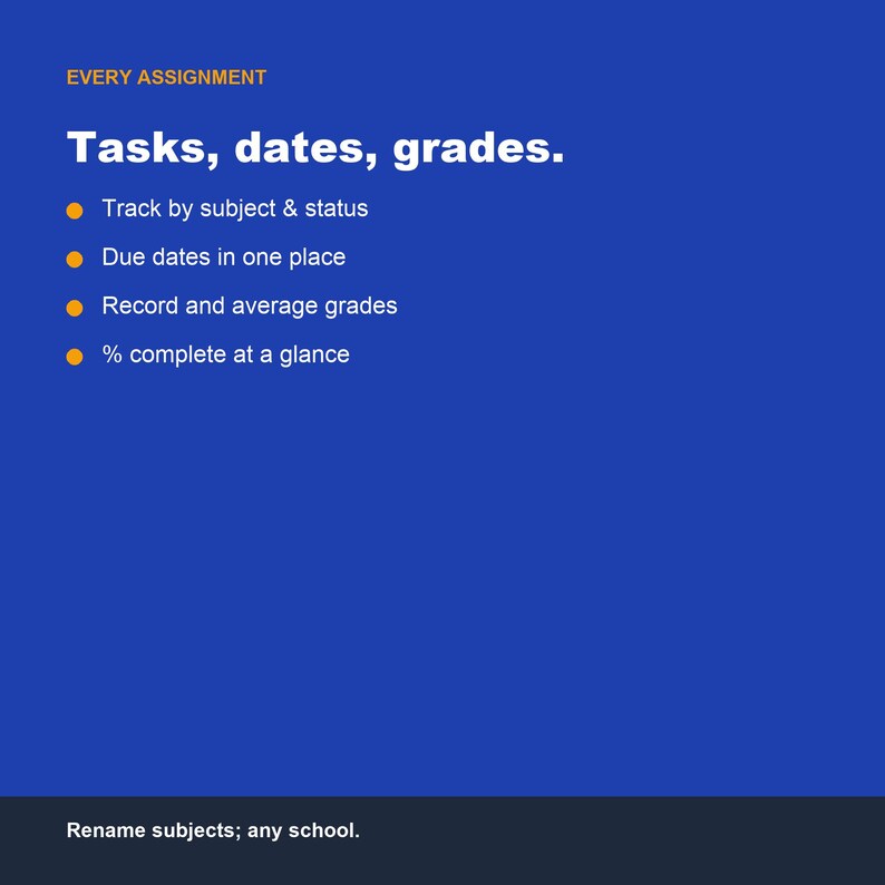 Agenda per studenti, strumento di monitoraggio dell'istruzione domiciliare, foglio di calcolo per la valutazione dei compiti (Fogli Google Excel) immagine 3