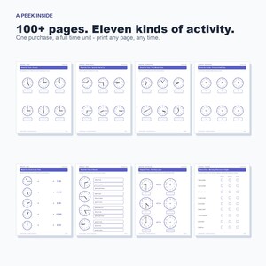 Telling Time Worksheets, Learn Clock O'Clock, Half Past, Quarter, Five Minutes (Digital Download) image 4