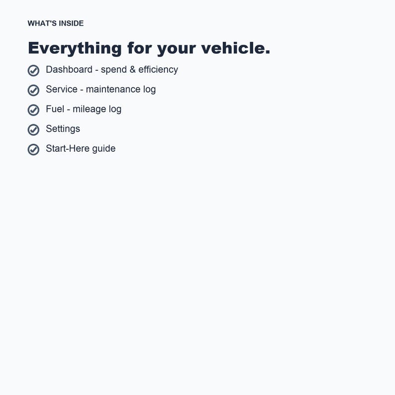 Car Maintenance Log, Vehicle Service Fuel Tracker (Google Sheets Excel) image 5