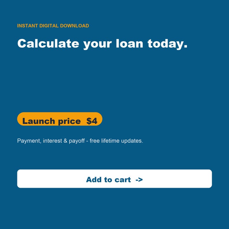 Loan and Mortgage Calculator Spreadsheet, Monthly Payment & Amortization Schedule Google Sheets Excel, Payoff Planner image 9