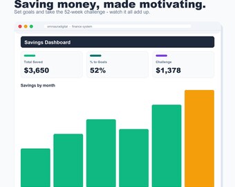 Savings Tracker Spreadsheet, 52 Week Challenge Planner (Google Sheets Excel)