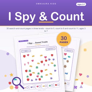 I Spy Count Activity Book, 30 Search Find Pages, Preschool Toddler Learning (PDF Download) image 1