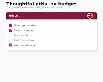 Spreadsheet cadeauplanner, budgettracker, vakantieplanner (Google Spreadsheets Excel)