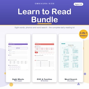 Learn to Read Bundle: Sight Words, Phonics, Word Search (PDF)