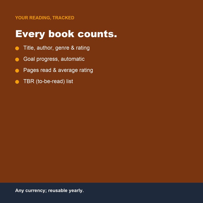 Reading Log Spreadsheet, Book Tracker, Reading Journal (Google Sheets Excel) image 3
