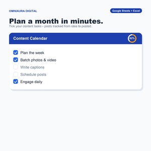 Social Media Content Planner, Calendar Tracker (Google Sheets Excel) image 1