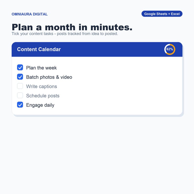 Social Media Content Planner, Calendar Tracker (Google Sheets Excel) image 1