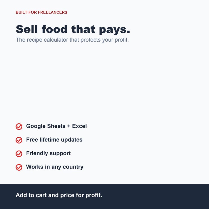 Recipe Cost Calculator Spreadsheet, Food Cost Tool (Google Sheets, Excel) image 8