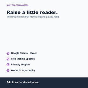 Kids Reading Reward Chart, Google Sheets Excel Tracker (Digital Download) image 8