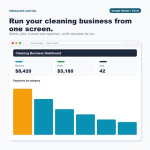 Cleaning Business Spreadsheet, Client Schedule Invoice & Expense Tracker, Google Sheets Excel, Service Business Manager image 1