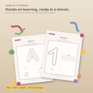 Play Dough Mats Printable, Alphabet, Numbers, Shapes, Toddler Fine Motor Activity (PDF) image 3