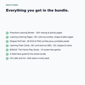 Preschool Learning Bundle, Binder, Coloring Pages, Flash Cards, SVG Files (PDF) image 5