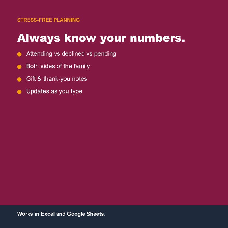 Wedding Guest List Tracker, RSVP Seating Chart (Google Sheets, Excel) image 4