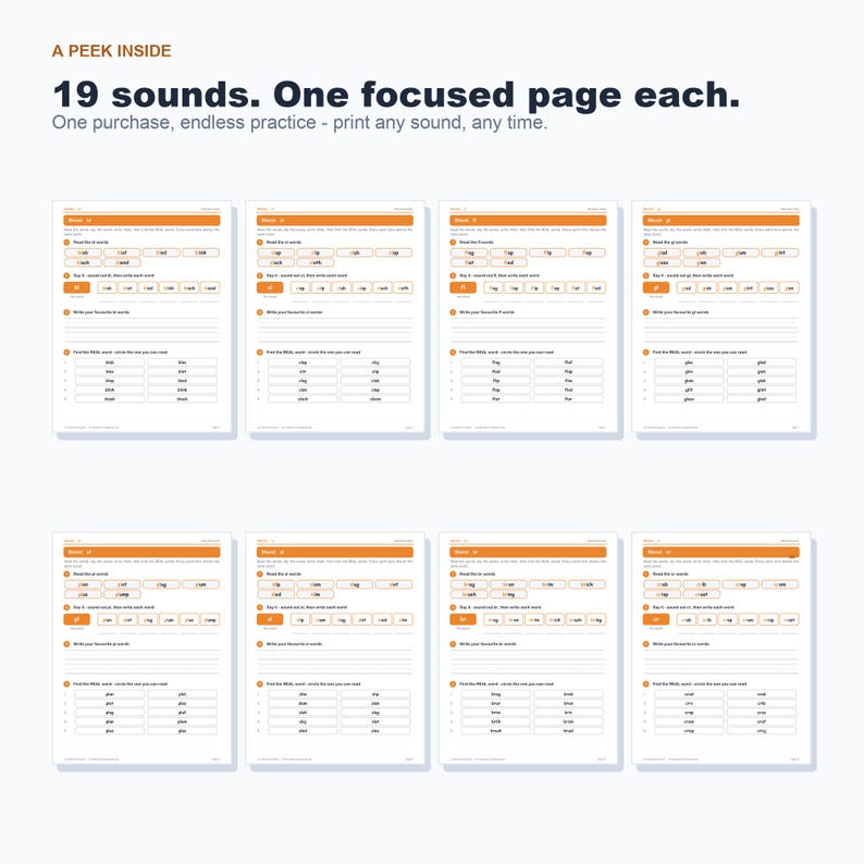 Consonant Blends Worksheets, L R S Phonics Practice (Digital Download) image 4